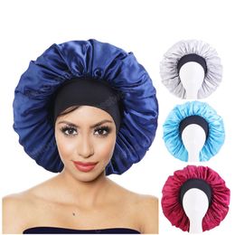 New Women Extra Large Satin Bonnet Solid Sleeping Hat Night Sleep Cap Hair Care Hair Protection Braids Curly Straight Hair Salon