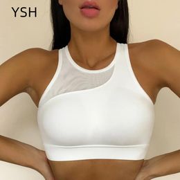 set YUSHUHUA Sexy Mesh Stitching Women Yoga Bra Running Sportswear Veststyle Sports Bra Gym Fitness Shockproof Gather Training Bra