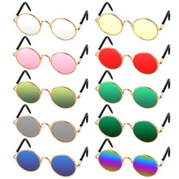 Sunglasses 10pcs Cat Dog Sunglasses Funny Pet Glasses Round Halloween Metal Cat Sunglasses Pet Hippie Cute Dog Cat Party Cosplay Props