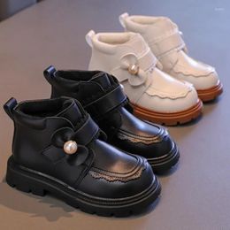 Boots Kids Shoes For Girl 2023 Winter Short Cotton Princess Fashion Elegant Children Ankle Leather Hook Loop