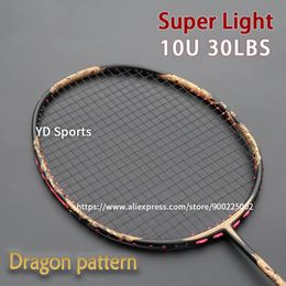 Badminton Rackets Ultralight 10U 100% Carbon Fibre Badminton Rackets Strung Professional Racquet 22-30LBS G4 Trainning Racket Speed Bags Adult 231216