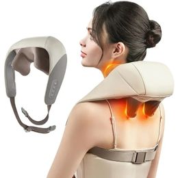 Massaging Neck Pillowws Electric And Back Massager Wireless Shoulder Kneading Massage Pillow Cervical Muscle Relaxing Shawl 231215