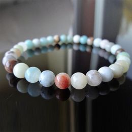 MG1190 6 MM Genuine AMAZONITE Bead Bracelet For Men Fashion Yoga Mala Men's Bracelet191y