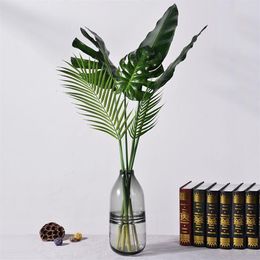 5pcs Simulation Tropical Plants Turtle Leaf Artificial Green Plants Palm Leaves Diy Home Decoration Accessories Wedding Christmas 275s