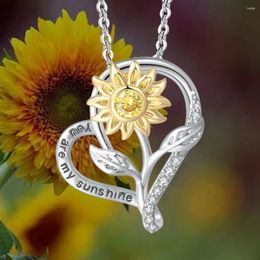 Chains Heart Flower Pendant Necklaces For Women Double Colour Plated Jewellry Aesthetic Christmas Gift Collar Jewellery N030