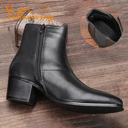 Boots Men High Heels Boots Brand Leather ankle boots Comfortable Party/Wedding Boots For Men 231216