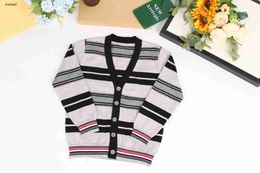 Luxury baby Knitted Jacket Autumn/Winter V-neck kids cardigan Size 100-150 Multi color stripe design girl boy sweater Dec05