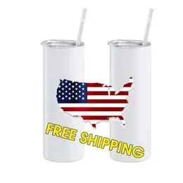US CA Stock 20oz stainless steel tumbler for sublimation printing 20 oz beer mug water bottle outdoor camping cup vacuum insulated drinking 1216