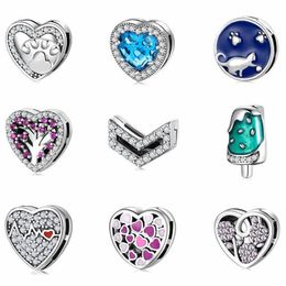 2020 925 Sterling Silver Heart Shape Clip Beads Fit Original Reflexions Bracelet Charms Fine Jewellery Making294I