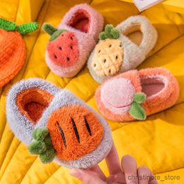 Slipper Winter Toddler Girl Shoes Baby Home Indoor Funy Slippers Fruit Strberry Slippers Baby Kids Cotton Shoes Warm R231216