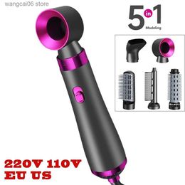 Electric Hair Dryer 5 In 1 Hair Dryer Hot Air Brush Styler and Volumizer Hair Straightener Curler Comb Negative Ion One Step Brush 220V EU 110V US T231216