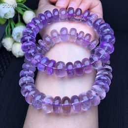 Bangle Natural Lavender Purple Amethyst Quartz Bracelet Amethyst Clear Abacus Beads Gemstone Woman Men 12x6mm Crystal AAAAAA