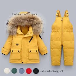 oc&chery clothing set thick warm down jacket baby tights tunic real fur collar white duck jumpsuit 2pcs zipper opening strap