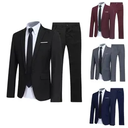 Men's Suits Fashion Business Suit Set Turndown Collar Wear-resistant Men Buttons