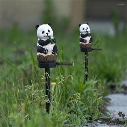 Lovely Panda Lamp Solar Resin Crafts Lawn Floor Insertion Landscape Lamps Courtyard Decoration Intelligent Sensing Lighting