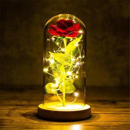 Valentines Day Gift for Girlfriend Eternal Rose LED Light Foil Flower In Glass Cover Mothers Day Wedding Favours Bridesmaid Gift341K