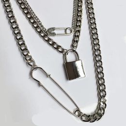 Chains Chunky Chain Double Layers Safety Pin Necklaces