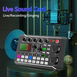 Microphones F998 Bluetoothcompatible Sound Card with Bm800 Usb Microphone Set Studio Record Phone Computer Live Audio Mixer Pc Voice Mixing