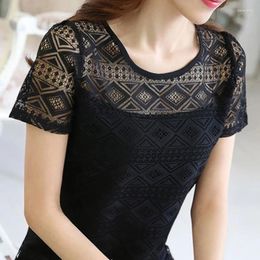 Yoga Outfit Women Clothing Chiffon Blouse Lace Crochet Female Korean Shirts Ladies Blusas Tops Shirt White Blouses Slim Fit