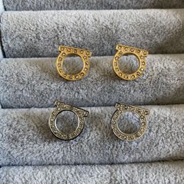 Gold Silver Colour Luxury Brand Studs Cute Size Full Diamonds Stainless Steel Simple Love Women Designer Earrings Wholesale