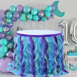 Table Skirt Wedding Decoration Table Skirt Cloth Wicker Style Water Wave Design Birthday Party Holiday Festival Celebration Princess Happy 231216