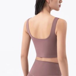 set New Ss Light Support Nude Fake Twopiece Shockproof Yoga Sports Vest Deep U Beauty Back Fitness Sports Bra Soft And Breathable