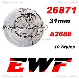 EWF 31mm 278271 ETA A2688 Automatic Womens Watch Two Tone Rose Gold Silver Black Gray Green Dial Diamond Stick Roman 904L Steel Br305Z