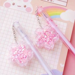 2pcs Cherry Blossom Gel Pens Cute Sequins Pendant Neutral For Student Korean Stationery Writing Tool School Office Supplies