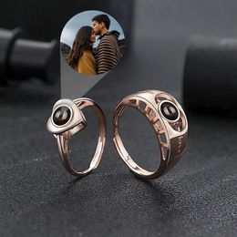 Wedding Rings Customized Ring Projection Po Rings for Women Couple Jewelry Round Heart Mens Family Wife Girl Wedding Personalized Gifts 231215