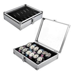 Jewellery Pouches Bags Metal Box Watch Storage Aluminium Alloy Case Useful 6 12 Grid SlotsJewelry Watches Aluminium Display184J