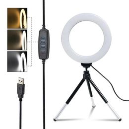 Accessories 16cm 6inch Selfie Desktop Ring Light Led Lamp with Tripod Stand Phone Holder for Live Stream Makeup Youtube Video Photography
