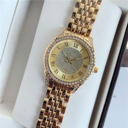 Brand Watches Women Girl Beautiful Crystal Diamond Style Metal Steel Band Quartz Wrist Watch X198245W