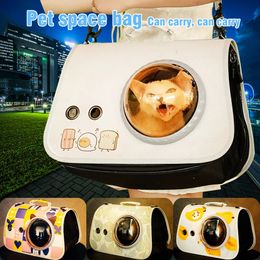 Cat Carriers Crates Houses High quality Astronaut Portable cat Travel bag Breathable space capsule pet dog oblique straddle Bag Handbag Girls backpack 231215