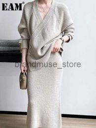 Two Piece Dress Coffee Sweater Half-body Skirt Two Pieces Suit Casual New V-Neck Long Sleeve Women Fashion Tide Spring Autumn J231216