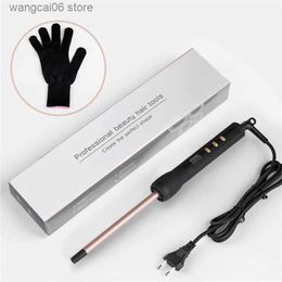 Hair Curlers Straighteners 9mm LCD Curling Iron Ceramic Super Slim Curling Wand Thin Ceramic Curling Wand Roller Beauty Salon Hair Curler Styling Tools T231216