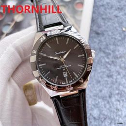 High quality mens quartz movement pilot watch 42mm all dial work wristwatch leather strap stainless steel case waterproof sports c308w