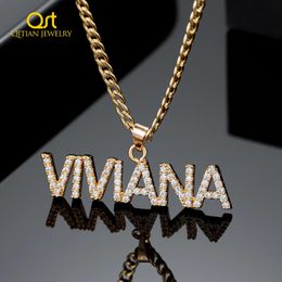 Necklaces Customized Zircon Letter Necklace Iced Out Name Pendant Gold Plated Crystal Jewelry 2021 New Nameplate Necklace Gifts Women