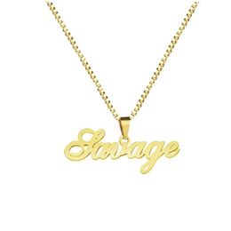 Gold Box Chain Custom Jewellery Personalised Name Pendant Necklace Handmade Cursive Nameplate Choker Women Men Bijoux BFF Gift2942