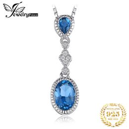 Necklaces JewelryPalace 1.1ct Natural London Blue Topaz 925 Sterling Silver Pendant Necklace for Woman Fashion Gemstone Jewelry No Chain