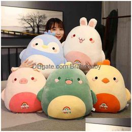 Plush Dolls Kawaii Chicken Bear Rabbit Penguin Piggy Dinosaur Pillow Toys Soft Stuffed Animal Doll Chair Cushion Room Decor Kids Gift Dhxzq