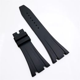 27mm 18mm Black Rbber Clasp Strap Watch Band For Royal Oak 39mm 41mm Model 15400 15300264W