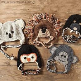 Caps Hats Knitted Hat Kid Ear Protections Hat Soft Baby Bonnet Cap Animal Hat Crochet Winter Warm Hat for Toddler Baby Infant Q231216