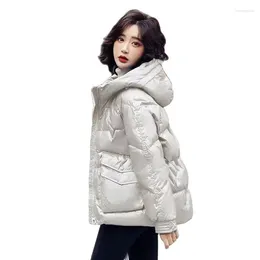 Women's Trench Coats 023 Autumn Winter Jacket Female No Wash Glossy Down Cotton Cotton-Padded Coat Parkas Korean Hooded Overcoat