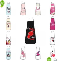 Aprons Beauty Nail Polish Pattern Apron For Men Women Manicurist Gift Adt Kitchen Chef Bib Tablier Cuisine Cooking Baking Painting D Dhgnd
