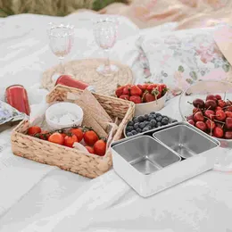 Plates Compartment Seasoning Box Stainless Steel Snack Container Dog Cookies Case Creative Fruit Plate Candy Dish