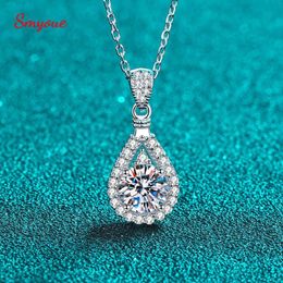 Schnürsenketten Halsketten Smyoue 100% reales Moissanit Halskette für Frauen VVS RUND Cut Diamond Anhänger für Freundin Schmuck Sierling Sier Gra