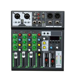 Material Recording Mixer Ns6bt Audio Mixer 4 Channel Usb Sound Card Interface Console 48v Phantom Power for Home Studio Live Steaming