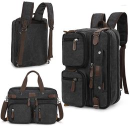 Backpack Convertible Men Laptop Messenger Bag Shoulder Bags Multifunctional Canvas Travel Handbag