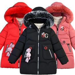 Jackets 3 12 Years Winter Keep Warm Girls Jacket Detachable Hat Thick Hooded Coat For Kids Children Birthday Present Outerwear 231216