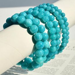 Strand Natural Stone Beads Bracelet Amazonite Elastic Bracelets For Women Men Sea Blue Reiki Yoga Handmade Jewelry